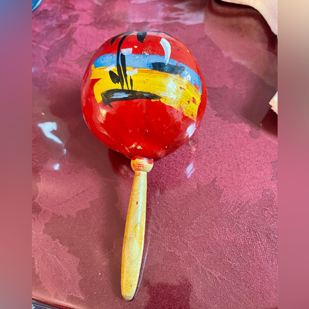 Maraca - Colorful Hand-Painted Wooden Maraca 1 piece